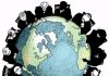 The Tyranny Of Free-Roaming, Transnational Corporations, November 20, 2012 Silhouettes of men in suits surrounding the globe, symbolizing global control.