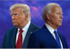 From #Syrian people to Joe Biden/ By Rida Ali Donald Trump and Joe Biden standing back to back in suits.