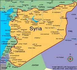 Political map of Syria showing major cities and neighboring countries. Political map of Syria showing major cities and neighboring countries.