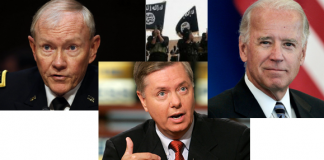 The Dirty War on Syria: Washington Supports the Islamic State (ISIS)/ By Prof Tim Anderson Three men in suits, two with serious expressions and one speaking animatedly.