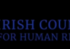 Irish Doctors Speak Out Partial text with blue letters on black background.