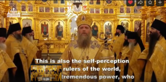 PORFIRY OF OZERSK: “THEY ARE PLANNING TO WIPE OUT MOST OF HUMANITY, 6 BILLION PEOPLE…” Religious leader delivering a sermon in an ornate church interior.