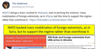 NATO backed mass mobilisation of foreign extremists, as in Syria, but to support the regime rather than overthrow it./ By Prof Anderson