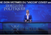 Justin Bieber &Céline Dion Victimes Du “Vaccin COVID”? avec Michel Chossudovsky et Nicole Delepine A news presenter discussing COVID vaccine victims on a televised program.