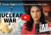 Russia, Ukraine and Preventing Nuclear Holocaust/ The Tulsi Gabbard Show A woman discusses nuclear war and Ukraine in a video thumbnail.