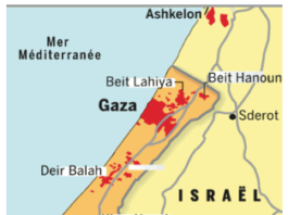 Map showing Gaza Strip and surrounding areas including Rafah and Egypt.