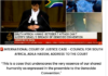 International Court of Justice: Council for South Africa International Court of Justice case banner about South Africa and Palestine conflict.