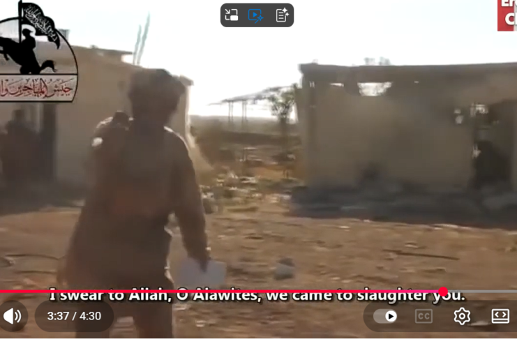 Person walking in a dusty, damaged area with rubble and debris.