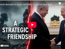 A video thumbnail showing a tense handshake between Vladimir Putin and Bashar al-Assad.