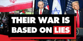 US-Israeli war on Iran is NOT about nuclear weapons. It’s about imperialism./ By Ben Norton Protesters, flags, politicians with anti-war slogan