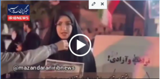 “How Can Epstein Criminals Talk About Freedom in Iran?” News clip: woman in hijab addressing camera