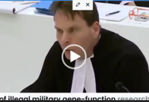 COVID Jabs as Bioweapons Lawyer in courtroom wearing black robe speaking