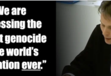 Dutch Lawyer Tells Amsterdam Court: COVID Shots Responsible for the “Largest Genocide of the World’s Population Ever”/By John C. A. Manley Man in robe beside large genocide quote